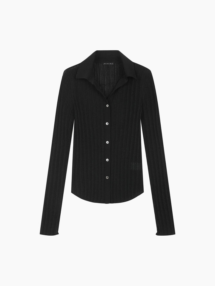 Black polo-look cardigan - null - Black | Sisley K image number 1